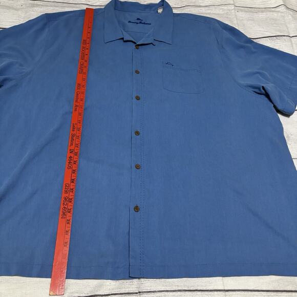 Tommy Bahama Mens Size 4XLB Button Up Silk Blend Short Sleeve Shirt Blue - Picture 6 of 10